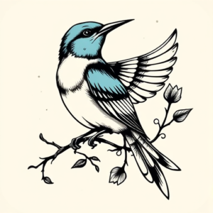 Blackwork Bluebird Tattoo