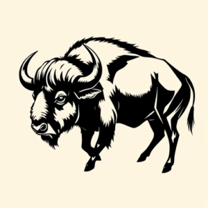 Blackwork Buffalo Tattoo