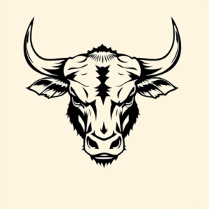 Blackwork Bull Tattoo