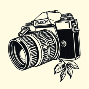 Blackwork Camera Tattoo