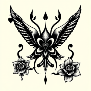 Blackwork Card Tattoo