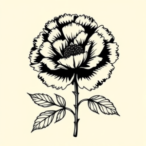 Blackwork Carnation Tattoo