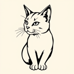 Blackwork Cat Tattoo