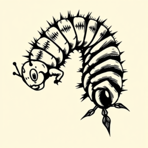 Blackwork Caterpillar Tattoo