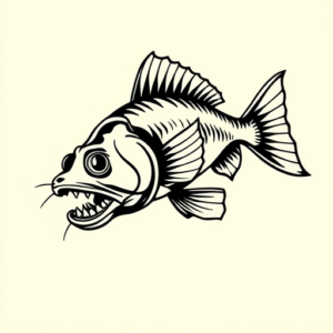 Blackwork Catfish Tattoo