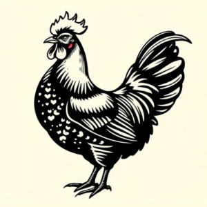 Blackwork Chicken Tattoo