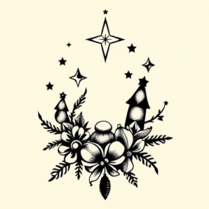 Blackwork Christmas Tattoo