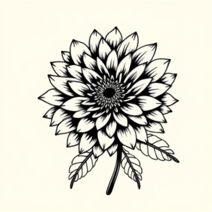Blackwork Chrysanthemum Tattoo