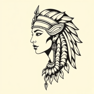 Blackwork Cleopatra Tattoo