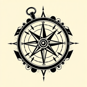 Blackwork Compass Tattoo