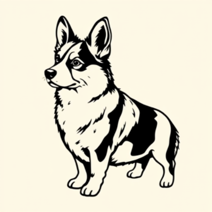 Blackwork Corgi Tattoo