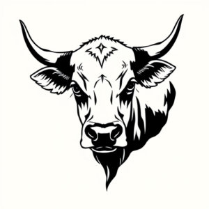 Blackwork Cow Tattoo