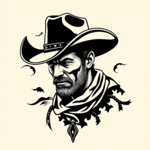 Blackwork Cowboy Tattoo