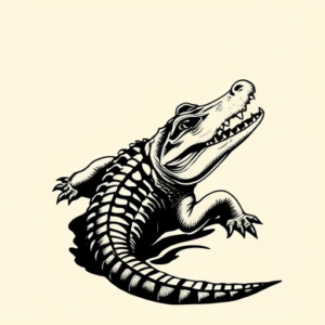 Blackwork Crocodile Tattoo