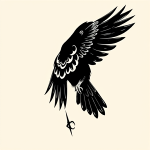Blackwork Crow Tattoo