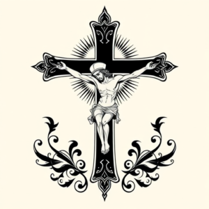 Blackwork Crucifix Tattoo