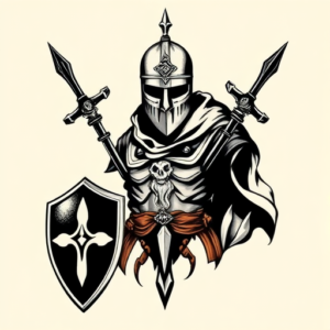 Blackwork Crusader Tattoo