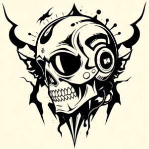 Blackwork Cyber Tattoo