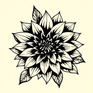 Blackwork Dahlia Tattoo