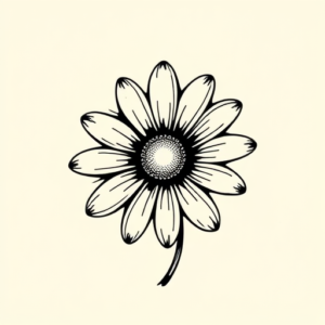 Blackwork Daisy Tattoo