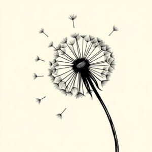 Blackwork Dandelion Tattoo