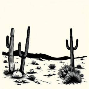 Blackwork Desert Tattoo