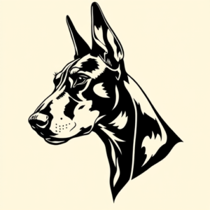 Blackwork Doberman Tattoo