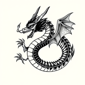 Blackwork Dragon Tattoo