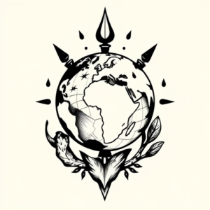 Blackwork Earth Tattoo