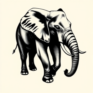 Blackwork Elephant Tattoo