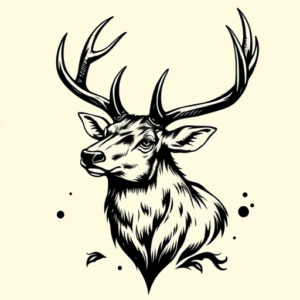 Blackwork Elk Tattoo