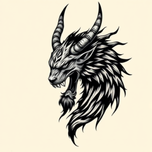 Blackwork Fenrir Tattoo