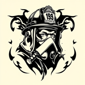 Blackwork Firefighter Tattoo
