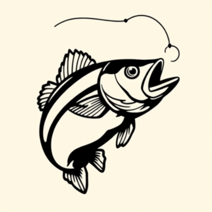 Blackwork Fishing Tattoo