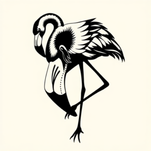 Blackwork Flamingo Tattoo