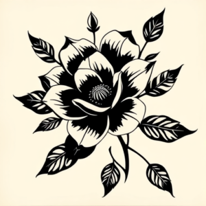 Blackwork Floral Tattoo