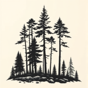 Blackwork Forest Tattoo