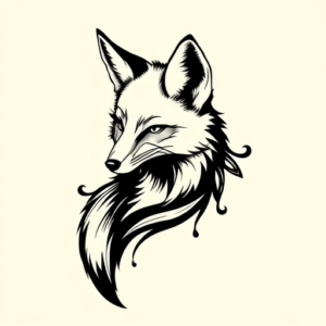 Blackwork Fox Tattoo