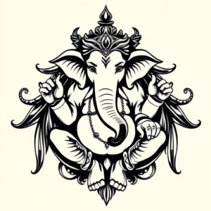 Blackwork Ganesha Tattoo