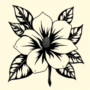 Blackwork Gardenia Tattoo