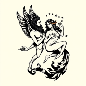 Blackwork Gemini Tattoo