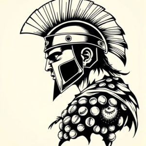 Blackwork Gladiator Tattoo