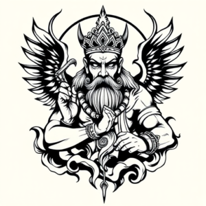 Blackwork God Tattoo