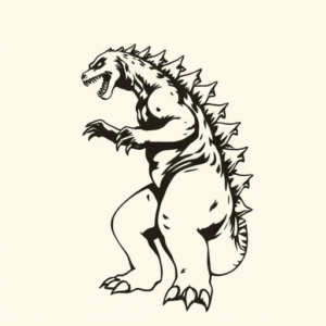 Blackwork Godzilla Tattoo