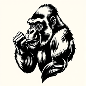 Blackwork Gorilla Tattoo