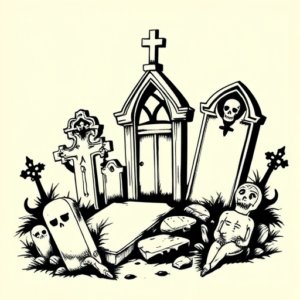 Blackwork Graveyard Tattoo