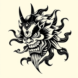 Blackwork Hannya Tattoo