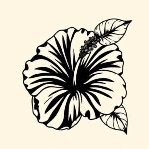 Blackwork Hibiscus Tattoo