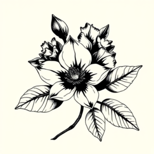 Blackwork Honeysuckle Tattoo
