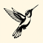 Blackwork Hummingbird Tattoo